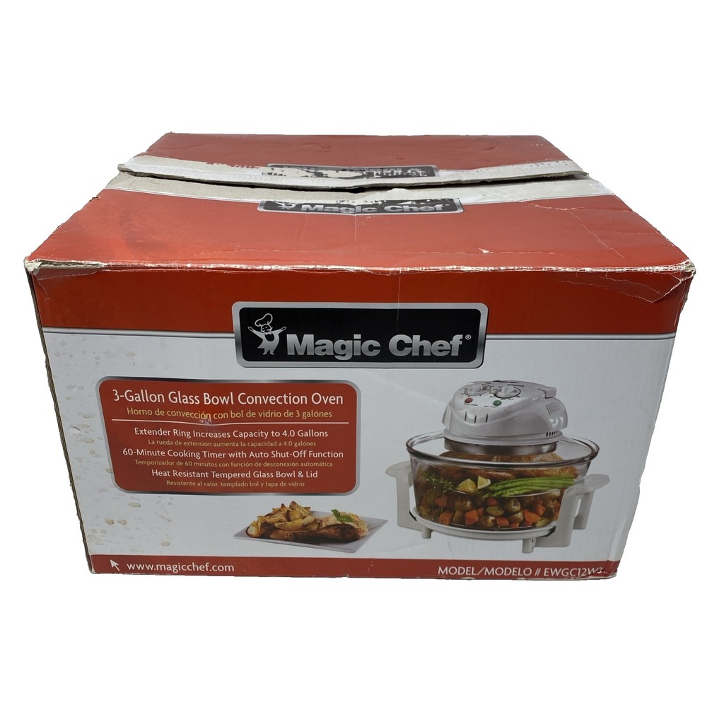 Magic Chef 3-Gallon Glass Bowl Convection Oven EWGC12W3 Box Users Manual - Work!